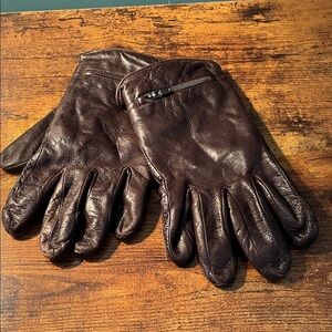 Nautica Men’s Brown Leather Gloves Large